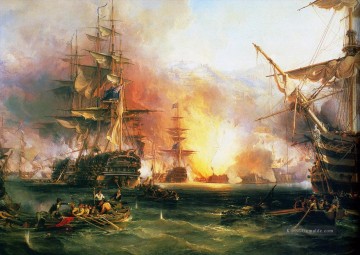 Bombardierung Algiers 1816 von Chambers Kriegsschiff Seeschlacht Ölgemälde